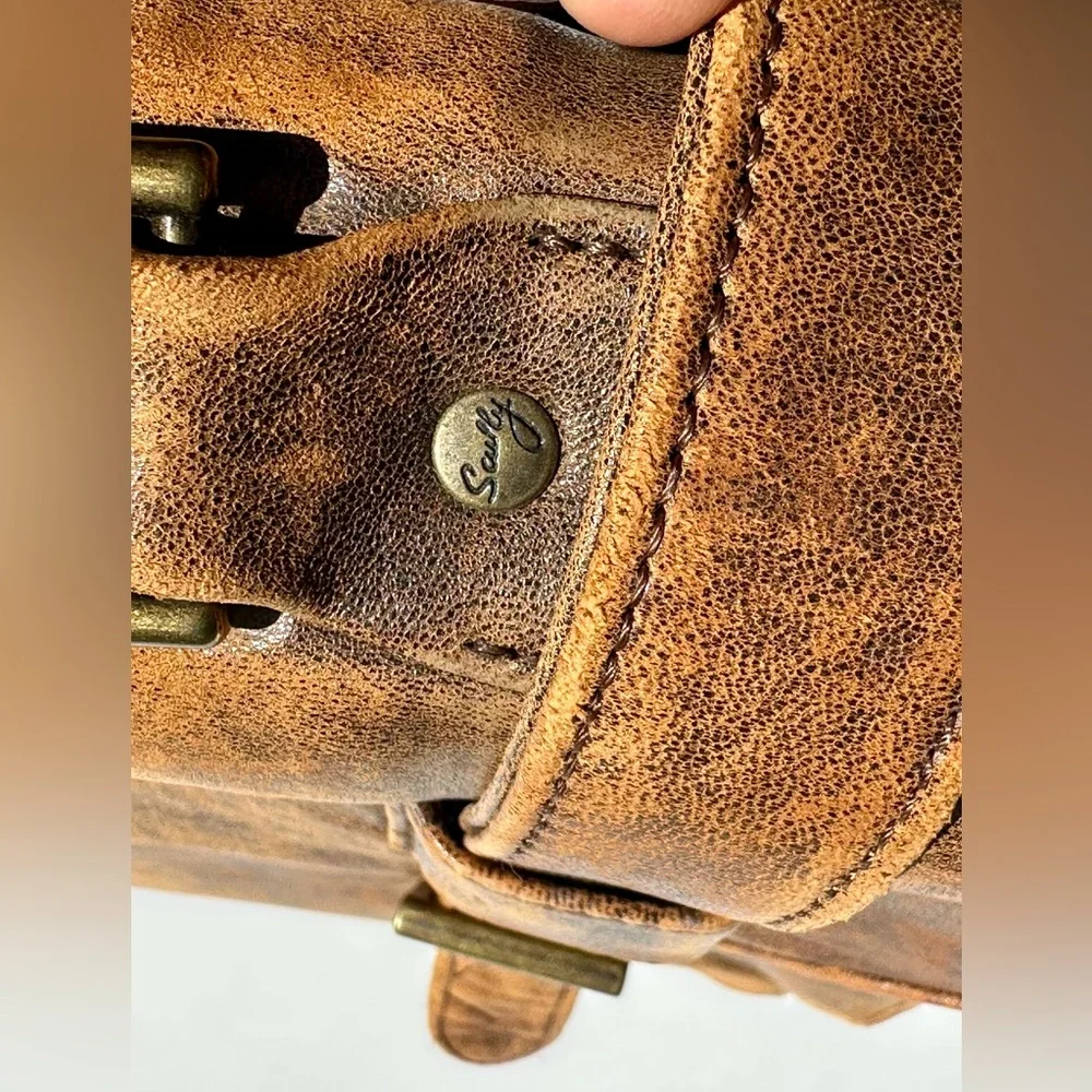 Scully Lamb Skin AeroSquadron Leather Briefcase Messenger Bag - Orange Brown